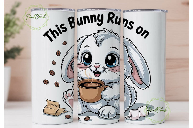 Coffee Bunny 20oz Tumbler Wrap Sublimation PixelChick 