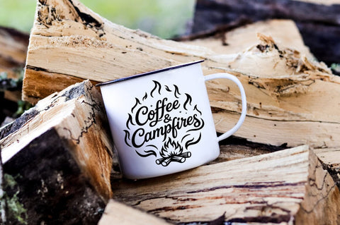 Coffee & Campfires SVG | Camping Quote SVG SVG Pickled Thistle Creative 