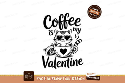 Coffee Cat And Raccoon Valentine Graphic Sublimation Designangry 