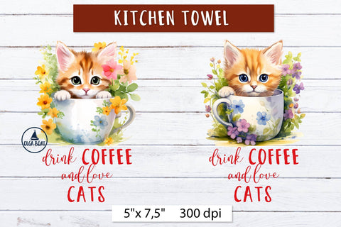 Coffee cat | Kitchen towel sublimation desigs Sublimation Olga Boat Design 