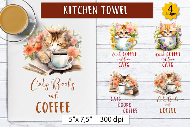 Coffee cat | Kitchen towel sublimation desigs Sublimation Olga Boat Design 