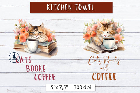 Coffee cat | Kitchen towel sublimation desigs Sublimation Olga Boat Design 