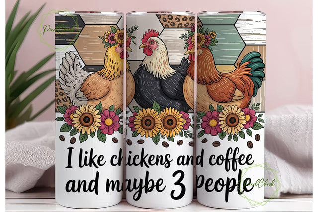 Coffee & Chickens 20oz Tumbler Wrap Sublimation PixelChick 