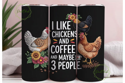 Coffee & Chickens 20oz Tumbler Wrap Sublimation PixelChick 