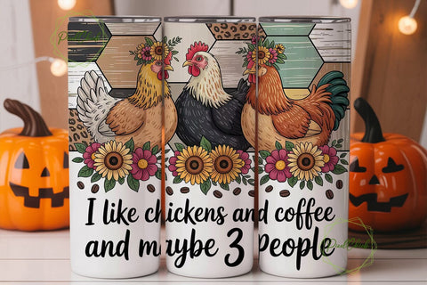 Coffee & Chickens 20oz Tumbler Wrap Sublimation PixelChick 