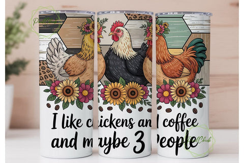 Coffee & Chickens 20oz Tumbler Wrap Sublimation PixelChick 