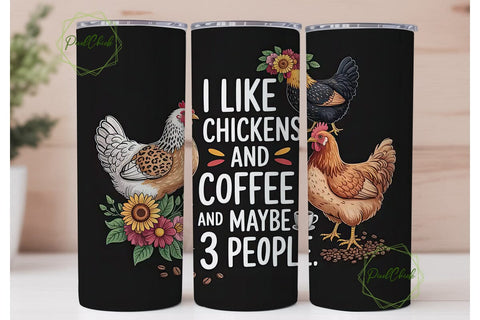 Coffee & Chickens 20oz Tumbler Wrap Sublimation PixelChick 