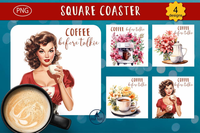 Coffee coaster | Coffee lover coasters sublimation Sublimation Olga Boat Design 