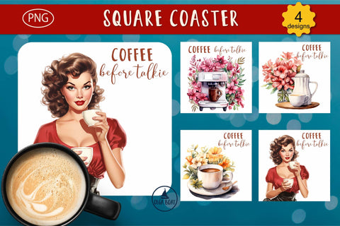 Coffee coaster | Coffee lover coasters sublimation Sublimation Olga Boat Design 