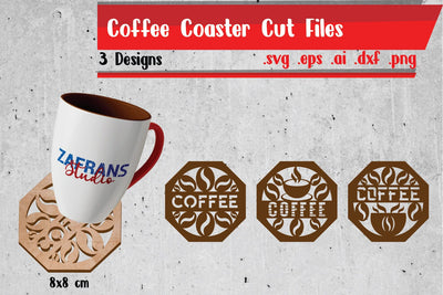 Coffee Coaster Cut Files SVG zafrans studio 
