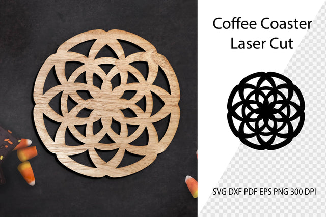 Coffee Coaster Laser Cut. Round Coaster SVG. SVG Samaha Design 