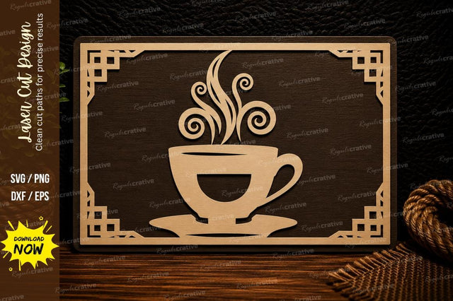 Coffee Cup Frame Laser Cut Svg Design SVG Regulrcrative 
