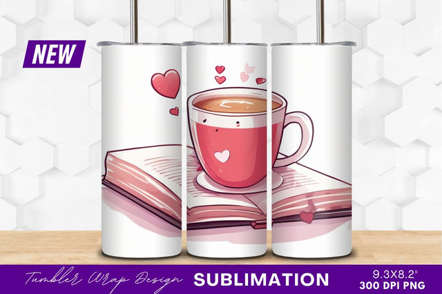 Coffee cup on book tumbler png Sublimation Regulrcrative 