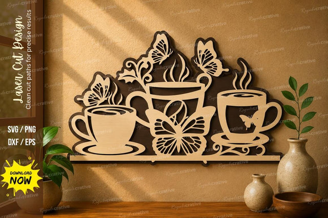 Coffee Cup Shelf laser cut svg File SVG Regulrcrative 