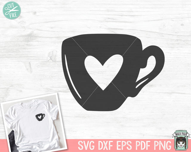 Coffee Cup SVG, Teacup svg file, Coffee Cup Heart SVG, Cup Silhouette png, Teacup Silhouette svg, Tea Cup Heart svg file SVG Wild Pilot 