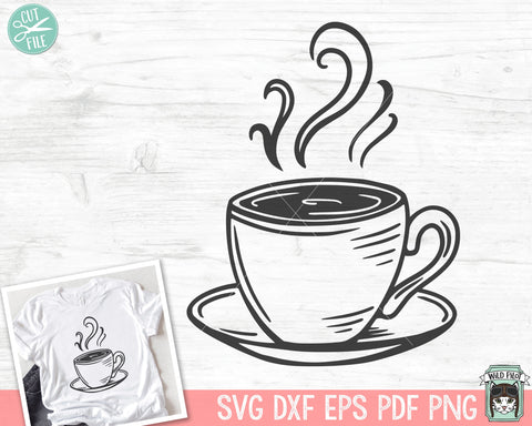 Coffee Cup SVG, Teacup svg file, Coffee Mug svg file, Cup and Saucer svg file, Hot Cocoa svg, Hot Chocolate svg file, Coffee Cup png file SVG Wild Pilot 