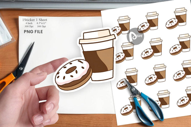 Coffee Donut Sticker Sublimation artnoy 