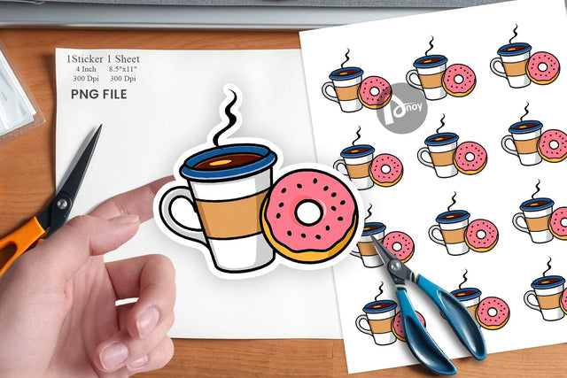 Coffee Donut Sticker Sublimation artnoy 