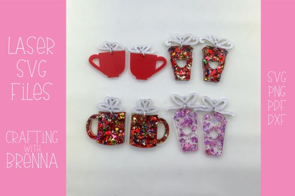 Coffee Earrings Bundle Laser SVG File SVG Crafting With Brenna 