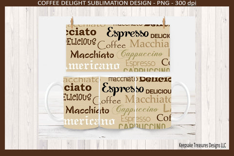 Coffee Express 11oz Coffee Mug Wraps Four Different Designs Sublimation Png Sublimation Keepsake Treasures Designs LLC. 