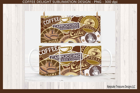Coffee Express 11oz Coffee Mug Wraps Four Different Designs Sublimation Png Sublimation Keepsake Treasures Designs LLC. 