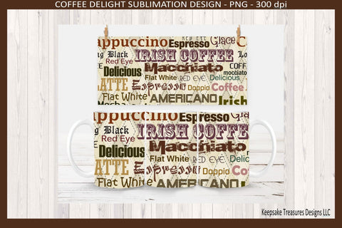 Coffee Express 11oz Coffee Mug Wraps Four Different Designs Sublimation Png Sublimation Keepsake Treasures Designs LLC. 