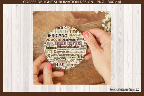 Coffee Express Matching Coasters Four Different Designs Sublimation Png Sublimation Keepsake Treasures Designs LLC. 