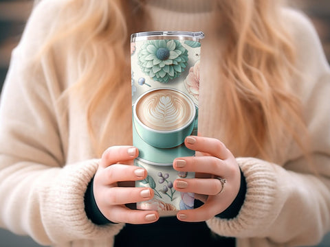 Coffee & Florals Tumbler wrap Sublimation PNG Sublimation Luvleigh Digitals 