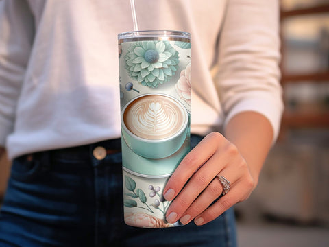 Coffee & Florals Tumbler wrap Sublimation PNG Sublimation Luvleigh Digitals 