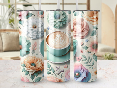 Coffee & Florals Tumbler wrap Sublimation PNG Sublimation Luvleigh Digitals 