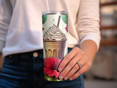 Coffee &Flowers Tumbler wrap Sublimation PNG Sublimation Luvleigh Digitals 