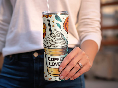 Coffee & Flowers Tumbler wrap Sublimation PNG Sublimation Luvleigh Digitals 