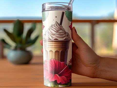 Coffee &Flowers Tumbler wrap Sublimation PNG Sublimation Luvleigh Digitals 
