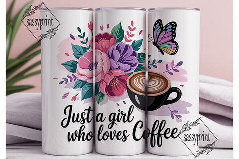 Coffee Girl Floral Tumbler Wrap Sublimation sassyprint 