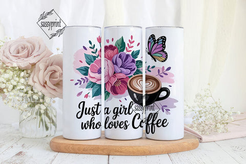 Coffee Girl Floral Tumbler Wrap Sublimation sassyprint 