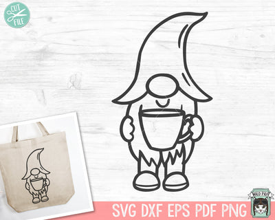Coffee Gnome SVG File, Gnome Drinking Coffee svg, Gnome Drinking svg file, Gnome png file, Gnome Holding Cup, Gnome Mug svg, Gnome Clip Art SVG Wild Pilot 