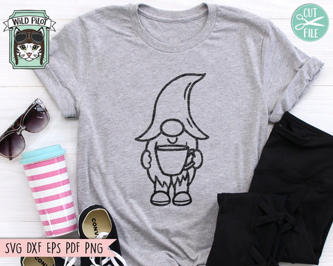 Coffee Gnome SVG File, Gnome Drinking Coffee svg, Gnome Drinking svg file, Gnome png file, Gnome Holding Cup, Gnome Mug svg, Gnome Clip Art SVG Wild Pilot 