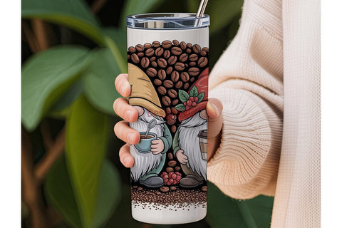 Coffee Gnomes 20oz Tumbler Wrap Sublimation DesignSVG 