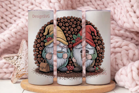 Coffee Gnomes 20oz Tumbler Wrap Sublimation DesignSVG 
