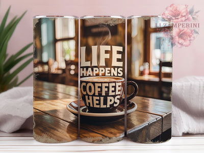 Coffee Helps Life 20oz Tumbler, Coffee Lover Tumbler, Funny Coffee Wrap, Humor PNG Design, Sublimation Design, 20oz Tumbler Wrap, Office Cup Design Sublimation Li Zamperini 