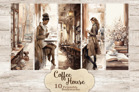 Coffee House Bookmarks | Print And Cut Bookmark Set SVG GlamArtZhanna 