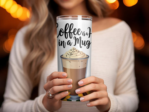 Coffee is a Hug in a Mug Sunflowers Tumbler wrap Sublimation PNG Sublimation Luvleigh Digitals 