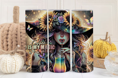 Coffee is My Magic Potion Tumbler Wrap, Coffee Tumbler, 20 oz Skinny Sublimation Tumbler Design Sublimation BouDesign 