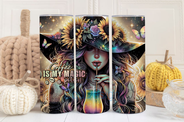 Coffee is My Magic Potion Tumbler Wrap, Coffee Tumbler, 20 oz Skinny Sublimation Tumbler Design Sublimation BouDesign 