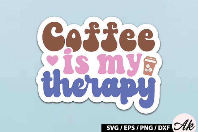 Coffee is my therapy Retro Sticker SVG akazaddesign 