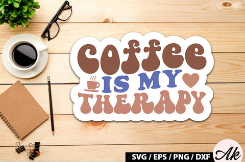 Coffee is my therapy Retro Sticker SVG akazaddesign 