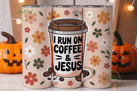 Coffee & Jesus Tumbler Wrap PNG Sublimation PixelChick 