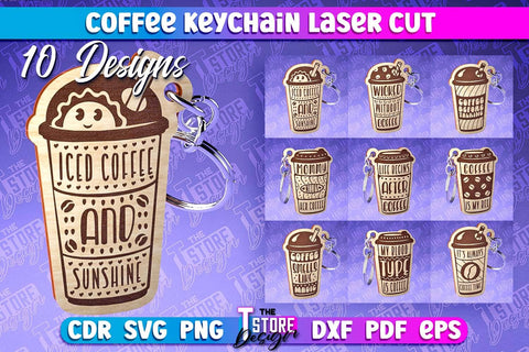 Coffee Keychain Laser Cut | Funny Quotes | CNC File SVG The T Store Design 