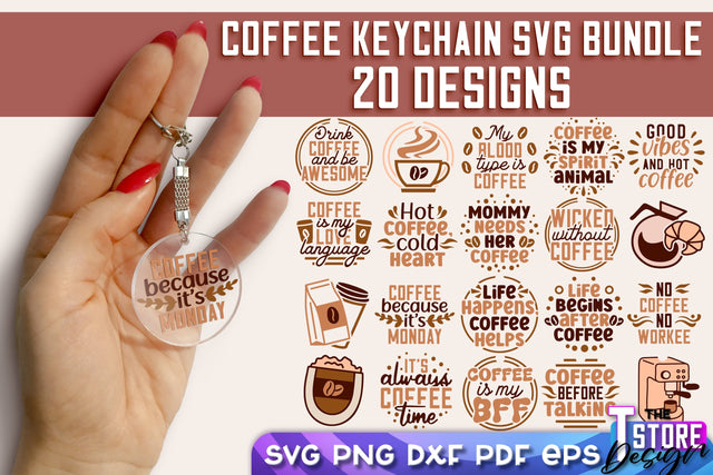 Coffee Keychain SVG | Keychain SVG Design | Coffee Time | SVG File SVG The T Store Design 