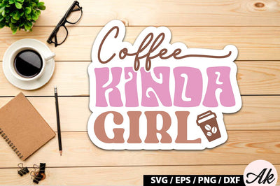 Coffee kinda girl Retro Sticker SVG akazaddesign 